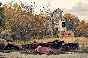 Chernobyl zone, restricted territory, Zymovyshche village, farm