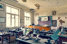 Chernobyl zone, restricted territory, village Masheva, school