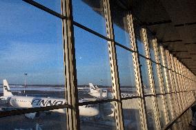 Airplane, Finnair, airport, Helsinki