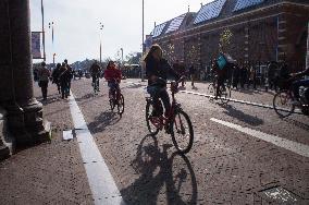 bicyclist in Amsterdam