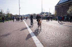 bicyclist in Amsterdam