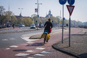 bicyclist in Amsterdam