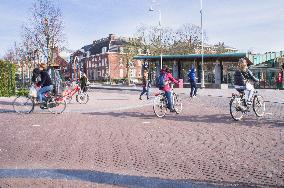 bicyclist in Amsterdam