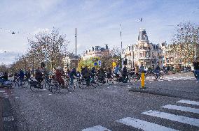 bicyclist in Amsterdam