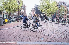 bicyclist in Amsterdam