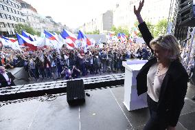 Marine Le Pen, demonstration against dictate of European Union, staged by SPD