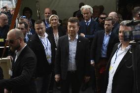 Geert Wilders, Marine Le Pen, Tomio Okamura, demonstration against dictate of European Union, staged by SPD