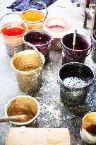 colours, buckets, textile