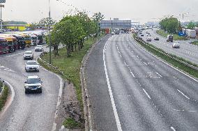 accident, closed D1 motorway, highway, traffic jam, motorcade