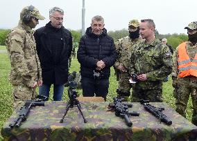 Andrej Babis, Lubomir Metnar, Tomas Skacel, presentation of the 601st special force group, Hamry training base