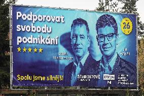 TOP 09, Mayors and Independents STAN, coalition, pre-election campaign billboard