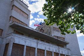 Prague, Palace Svet, Czech flag