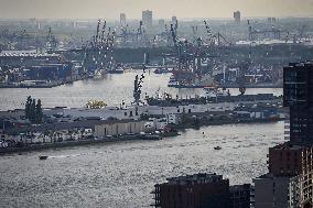 Rotterdam, view, observation tower Euromast, harbour