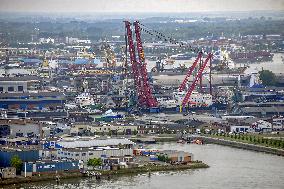 Rotterdam, view, observation tower Euromast, harbour