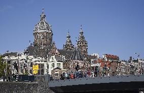 Amsterdam, center of the city, Basilica of Saint Nicholas, people, tourist, tourists, tourism