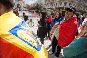 Flag Parade to celebrate the 15th anniversary of Pardubice's Erasmus Student Network (ESN), foreign students, march, Romania, flag