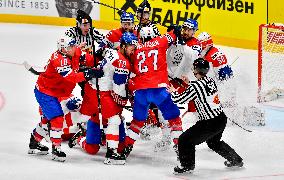 Fight of hockey players of Czech Republic and Norway