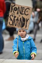 Parents for climate justice protest, march