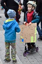 Parents for climate justice protest, march