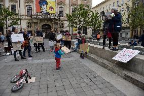 Parents for climate justice protest, march