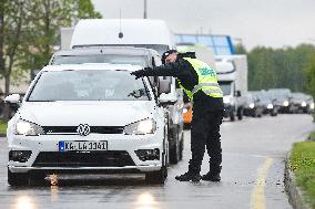 A Czech police exercise, border controls, car VW