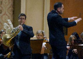 Alexandre Collard, horn player, Ben Glassberg, conductor, Prague Spring Festival