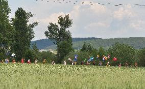 two-day historic royal procession of emperor Charles IV and his suite with crown jewels