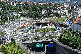 Multilevel crossing Malovanka in Prague, Stresovice, Brevnov, Blanka tunnel complex