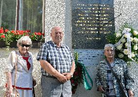 survivors of the obliteration of the Lidice village in 1942, Marie Supikova, Pavel Horesovsky, Libuse Souckova