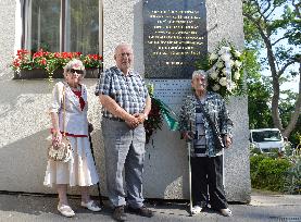 survivors of the obliteration of the Lidice village in 1942, Marie Supikova, Pavel Horesovsky, Libuse Souckova