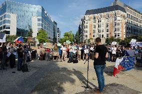 Czech expatriates in Belgium protest to support Czech demonstrations against PM Andrej Babis