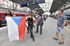 The largest Czech mass demonstration since 1989, Prague main railway station