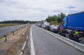 Czech Republic, D1 motorway, highway, traffic jam, congestion, motorcade, modernization, reconstruction, construction, empty building site