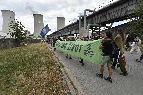 activists protest against the prolonged operation of the Chvaletice coal-powered plant