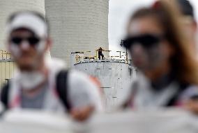 activists protest against the prolonged operation of the Chvaletice coal-powered plant