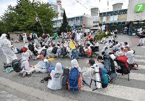 activists protest against the prolonged operation of the Chvaletice coal-powered plant