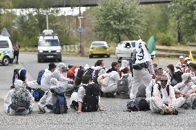 activists protest against the prolonged operation of the Chvaletice coal-powered plant