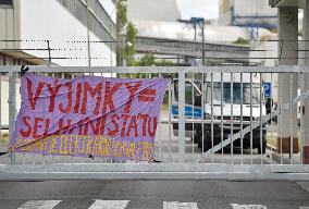 activists protest against the prolonged operation of the Chvaletice coal-powered plant