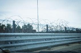 Gorican/Letenye border crossing Croatia - Hungary, HR-HUN, road block, fence, barbed wire