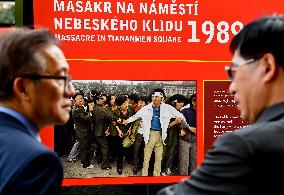 Exhibition on massacre suppressing student demonstration at Beijing's Tiananmen Square in 1989, Prague, Czech Republic