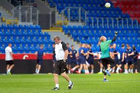 Soccer players of Viktoria Plzen, training session