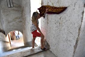 Hebrew inscription on wall of Kurovice castle