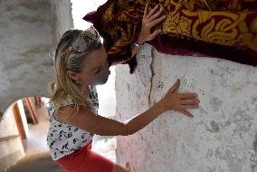 Hebrew inscription on wall of Kurovice castle