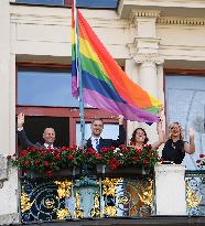 The Prague City Hall , rainbow flag, Prague Pride festival