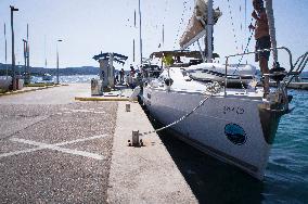 Biograd na Moru, INA petrol station, sailing yacht, cruising, fueling, refueling