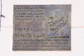 Memorial plaque to Dr. Palka Blaho, Hotel Jurkovicuv dum on Spa Square, Luhacovice