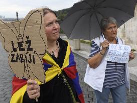 Demonstration against political oppression in the Czech Republic, Prague Castle