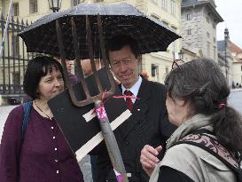 Demonstration against political oppression in the Czech Republic, Prague Castle