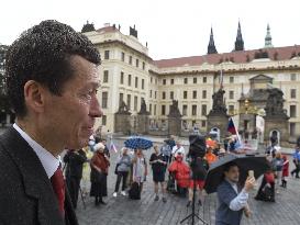 Demonstration against political oppression in the Czech Republic, Prague Castle