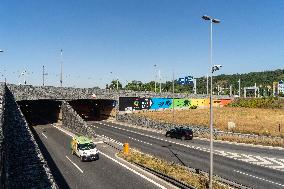 Exit from the tunnel blanka in Troja, Prague